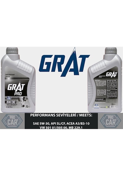 GRAT 605301 MOTOR YAĞI 1 LITRE 5W30 TAM SENTETIK API SL CF