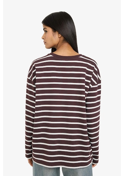Defacto %100 Pamuk Loose Fit Çizgili Sweatshirt F7758ax26spbn338 Kahve-bn338