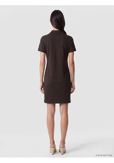 Lcw Everyday Kahverengi Polo Yaka Soft Touch Elbise