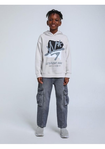 Jack Lions Erkek Çocuk Desenli Şardonlu 3 İplik Sweatshirt-14259 Gri
