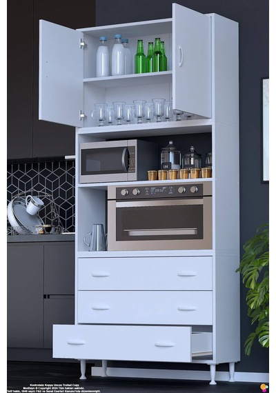 Defne 100 Cm Fırın Uyumlu 3 Çekmeceli Çok Amaçlı Mutfak Kiler Banyo Organizer Çocuk Odası Dolabı Beyaz Defne 100 Cm Fırın Uyumlu 3 Çekmeceli Çok Amaçlı Mutfak Kiler Banyo Organizer Çocuk Odası Dolabı Beyaz