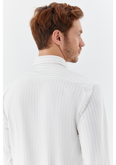 Sabri Özel Erkek Beyaz-siyah Dar Kesim Slim Fit Pamuklu Çizgili Uzun Kollu Klasik Yaka Gömlek Siyah - Beyaz Sabri Özel Erkek Beyaz-siyah Dar Kesim Slim Fit Pamuklu Çizgili Uzun Kollu Klasik Yaka Gömlek Siyah - Beyaz