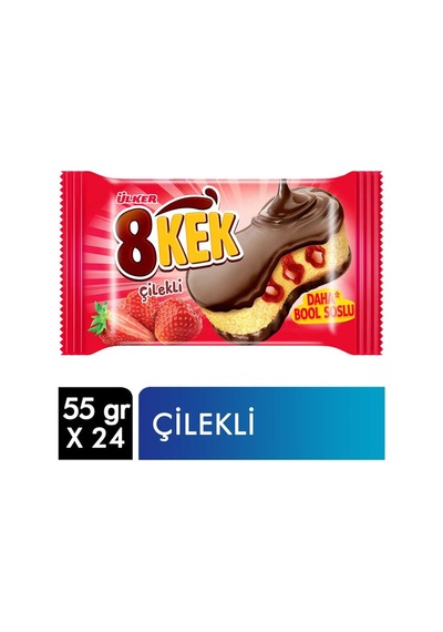 Ülker Dankek 8 Kek 55 Gr 24'lü Çilekli 5'li Paket