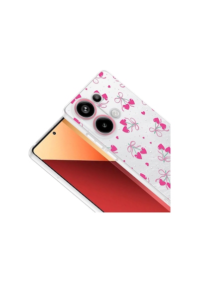Redmi Note 13 Pro 4g Kılıf Kamera Korumalı Desenli Zore Klip Kapak - Kalpli Kiraz -