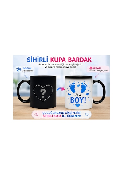 Sihirli Kupa Bebek Bebek Cinsiyet Sürprizi It's A Boy Siyah Siyah