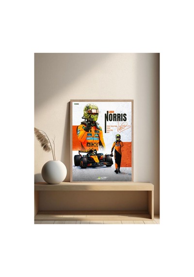 F1 Lando Norris Ahşap Çerçeveli Tek Parça Genç Odası Tablo Çok Renkli - 817661060 Çok Renkli