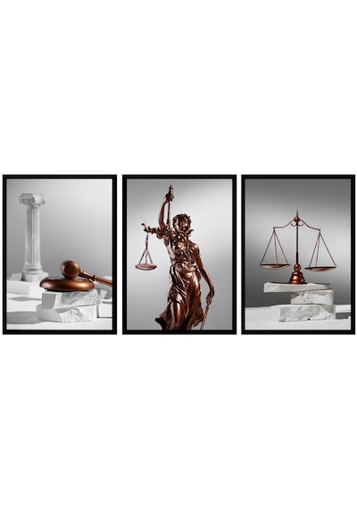 Adalet Simgeleri Üçlü Çerçeveli Mdf Tablo Seti-174305