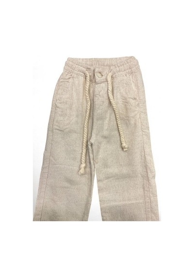 Nanica Kids Erkek Çocuk Kendinden Desenli Keten Pantolon-15704 Bej