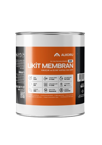 Alkoru 5 Kg Zer Sıvı Zift Likit Membran Kauçuk Ve Elyaf Katkılı Su Yalıtım Malzemesi