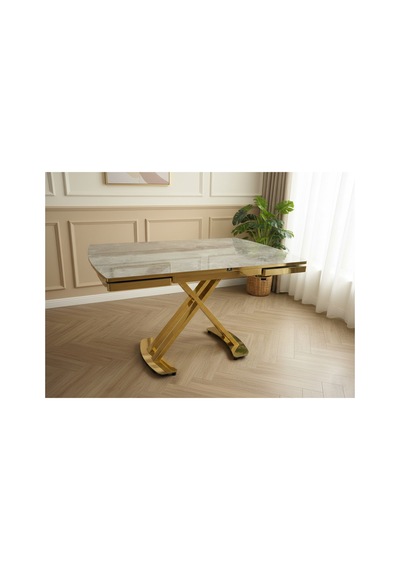 Venoxa Premium Seri 70x110 / 70x160 Mdf Masa Tek Masadır Gold-gri Gold-gri