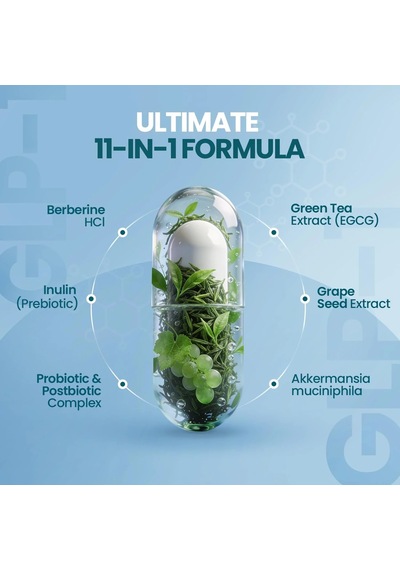 Glp-1 Support 1billion Probiotics +prebiotics -11 İn 1 Akkermensia + Berberine 60 Caps.