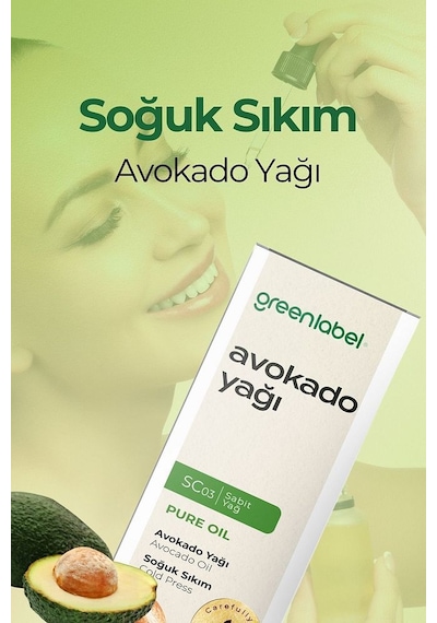 Greenlabel Soğuk Sıkım %100 Doğal ve Saf Avokado Yağı 180 ML