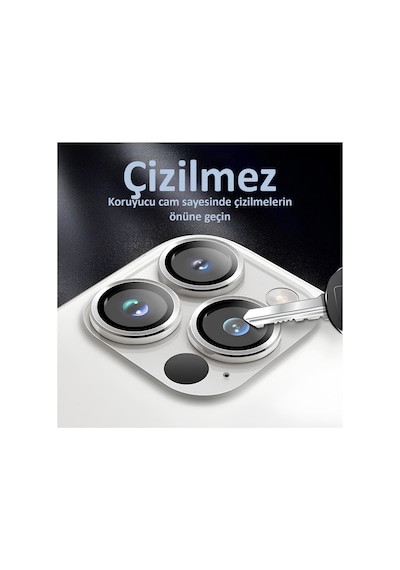 İphone 15 Pro / 15 Pro Max Uyumlu Safir Lens Çizilmez Dayanıklı Kamera Koruyucu