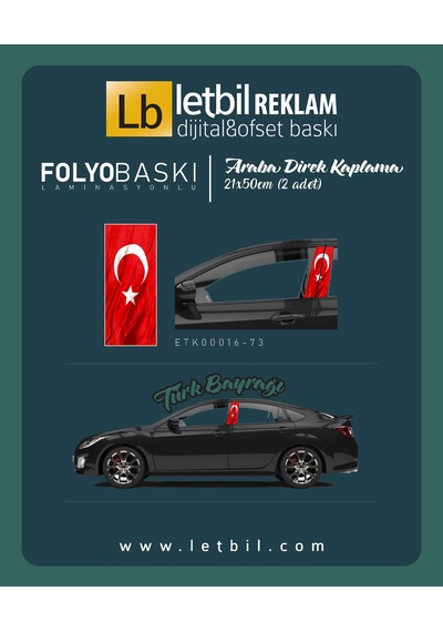 Araba Etiketleri, Tuning Kaplama, Direk Folyosu - Türk Bayrağı Renkli
