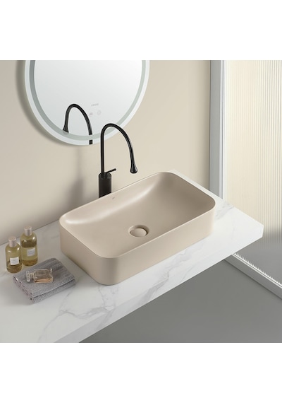Ey-4730mk Mat Cappucino Tezgah Üstü Lavabo Bej