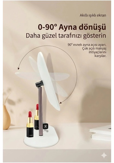 Dokunmatik Led Işıklı Makyaj Aynası Dikdörtgen 3 Renk Işık Led Masa Aynası Belirtilmemis