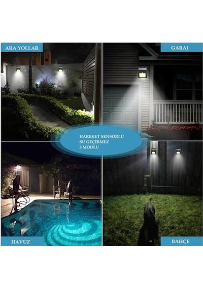 Güneş Enerjili Hareket Sensörlü 20 Led Solar Enerji Su Geçirmez Duvar Lambası Beyaz