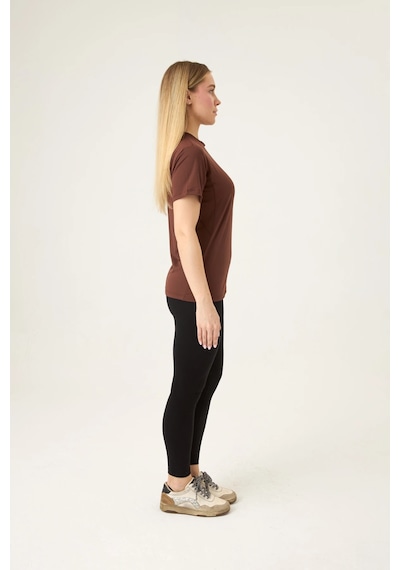 Zoor Kadın Kısa Kol Compression Fitness Gym Spor Body Tshirt Kahverengi