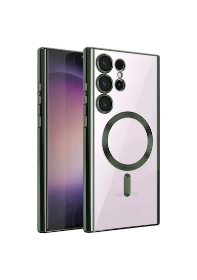 Newface Samsung Galaxy S23 Ultra Kılıf Kross Magneticsafe Kapak - Koyu Yeşil