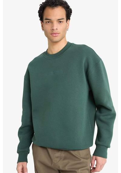 Defacto Boxy Fit Bisiklet Yaka Baskılı Sweatshirt X8282AZ24AUGN536 Yeşil