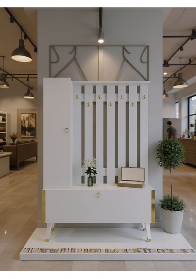 Resital Portmanto Vestiyer - Gp7001-1 - Beyaz Gold Beyaz