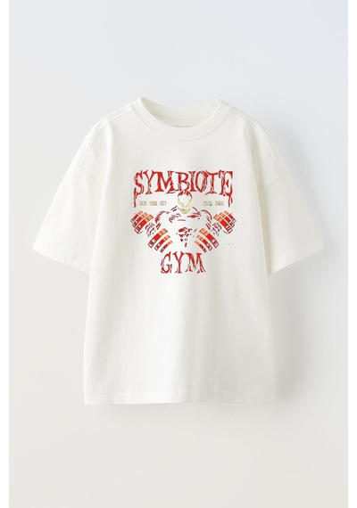 Thewert Unisex Symbıote Gym Tasarım Baskılı Pamuk Beyaz Oversize T-shirt