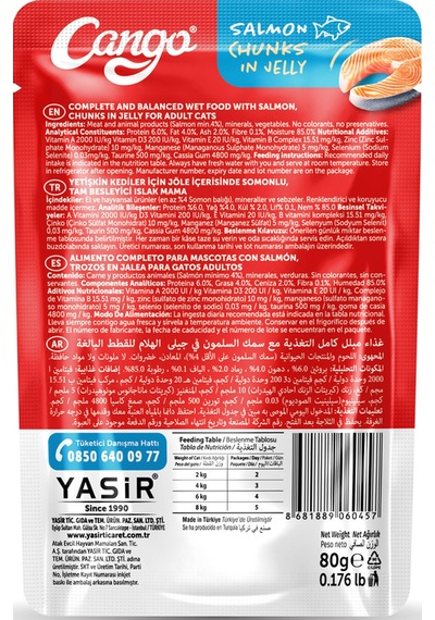 Cango Yaş Yetişkin Kedi Maması Somonlu 80 Gr