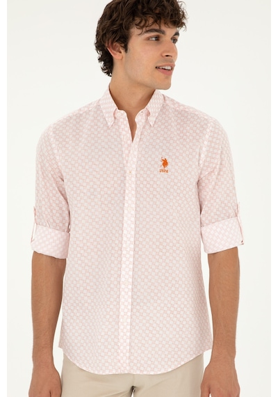 U.s. Polo Assn. Erkek Pudra Gömlek Desenli 50282861-vr042 Pudra