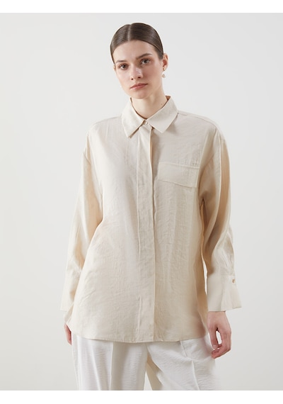 Lcw Modest Bej Loose Fit Kadın Gömlek Tunik