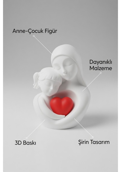 Anneler Günü Anne & Çocuk Kalp Figürlü Dekoratif Biblo Anlamlı Hediye
