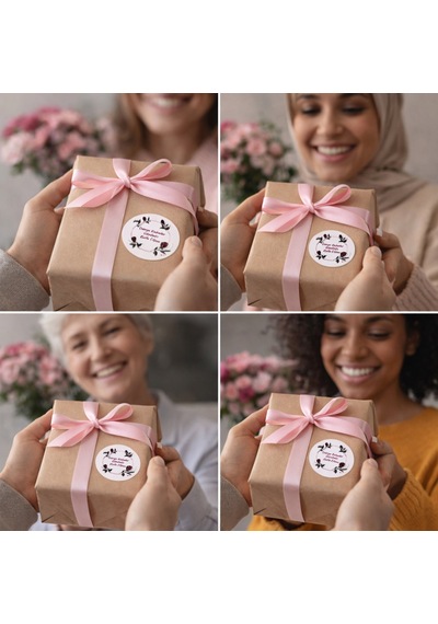 Kadınlar Gününüz Kutlu Olsun Sticker Seti - 88 Adet, Hediye Paketi Etiketi, 3.5 Cm, Yuvarlak