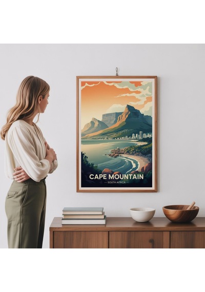 Cape Town Seyahat Posteri Güney Afrika Duvar Sanatı İkonik Manzara Baskısı