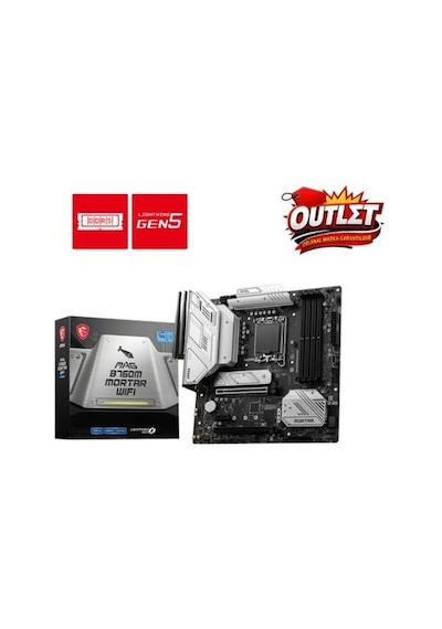 Msı Mag B760m Mortar Wıfı Soket 1700 Ddr5 7000 Oc Pcı-e Gen5 M.2 Usb3.2 Hdmıdp 1x 2.5g Lan Wı-fı 6e Matx Anakart