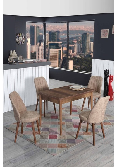 4 Kişilik Sabit Masa Sandalye Takımı Mutfak Masası 70x110