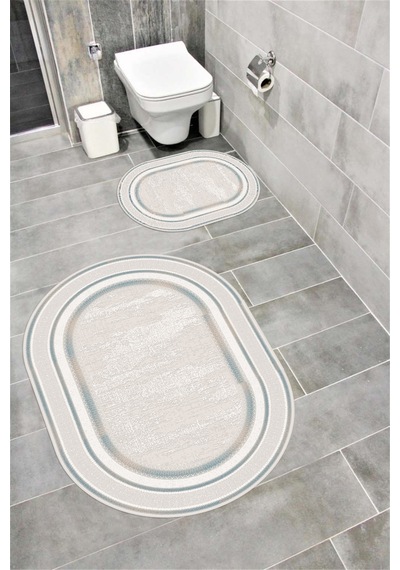 Buççin Online Mağaza Su Emici Yumuşak Kaymaz Taban Sünger Dolgulu Yıkanabilir Dekoratif Banyo Paspası 1372b Oval Polyest Çok Renkli