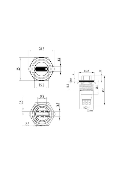 Motorobit 22X-P1 22Mm Kalıcı Mandal Buton 0-1