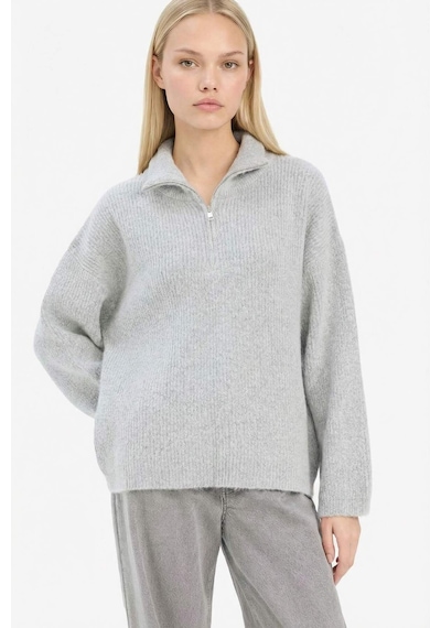 Defacto Relax Fit Yarım Fermuarlı Triko Kazak F3897ax25wngr277 Gri