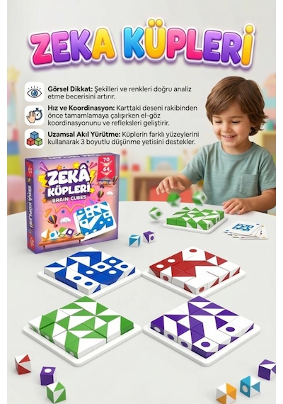 Kubix Zeka Küpleri 70 Oyun Kartı Ve 64 Küplü Akıl Ve Mantık Geliştirici Eğitici Zeka Oyun Seti