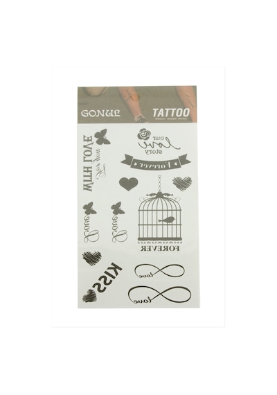 Kafes - 829 - Tattoo Dövme - Glblseme - Sticker Siyah
