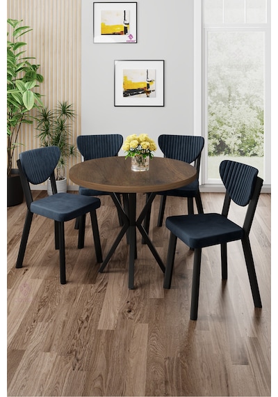 Canisa Agnes Serisi 90x90 Yuvarlak Barok Ahşap Desen Masa Takımı Ve 4 Antrasit Sandalye Masa Barok Ahşap Desen Sandalye Antrasit Canisa Agnes Serisi 90x90 Yuvarlak Barok Ahşap Desen Masa Takımı Ve 4 Antrasit Sandalye Masa Barok Ahşap Desen Sandalye Antrasit