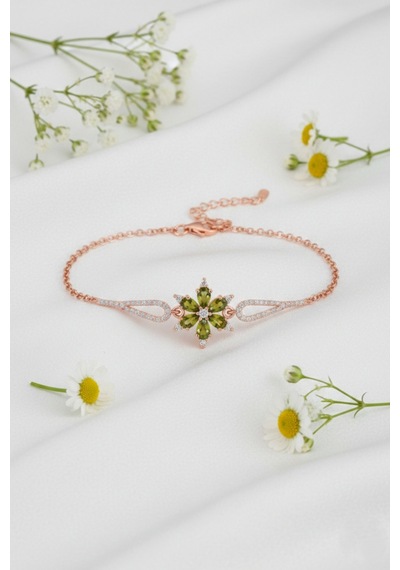 Çekirdekjewelry 925 Ayar Gümüş Zeytinyağı Taşlı Bileklik Pembe