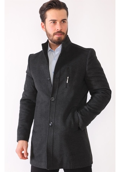 Plt8386 Dewberry Erkek Palto-Antrasit
