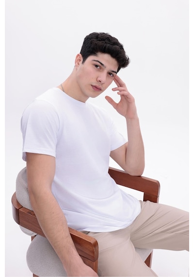 Freemen Erkek/unisex Bisiklet Yaka Basic Tişört %100 Pamuk Beyaz