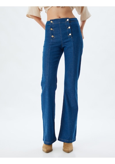 Koton İspanyol Paça Kot Pantolon Yüksek Bel Slim Fit Düğme Detaylı - Flare Jeans Koyu İndigo 5wal40152md Koyu İndigo Koton İspanyol Paça Kot Pantolon Yüksek Bel Slim Fit Düğme Detaylı - Flare Jeans Koyu İndigo 5wal40152md Koyu İndigo