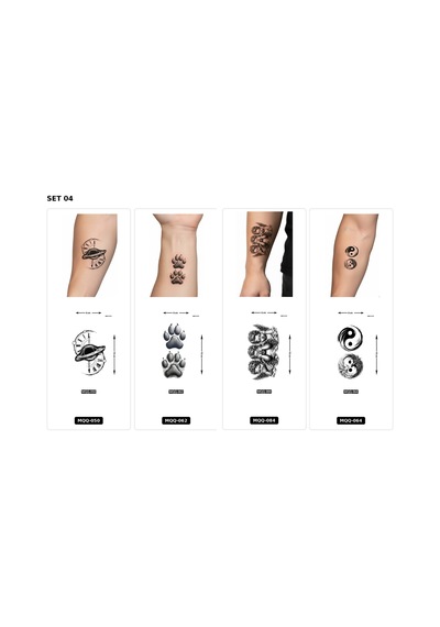 Yapıştırma Dövme 4 Adet Birden 1 Hafta Kalıcı Geçici Dövme Haftalık Set 4