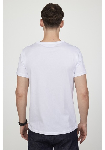Tudors Erkek Slim Fit Dar Kesim Yumuşak Dokulu Baskılı Beyaz Bisiklet Yaka Tişört-27155-Beyaz