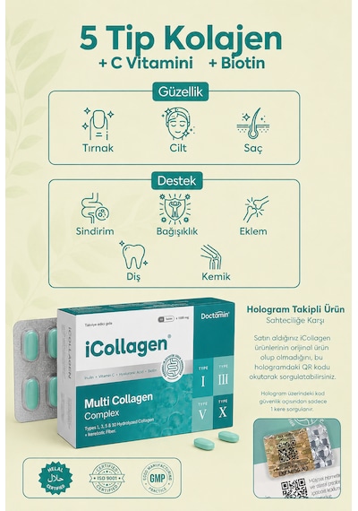 Doctamin İcollagen Kolajen Ve Prebiyotik Tablet 1500 Mg 60 Tablet 3 Adet