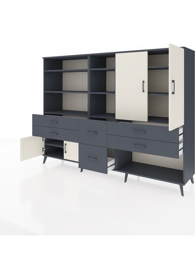 Hyperion Dolap 10 Raflı 6 Çekmeceli 4 Kapaklı 220x44x163 Antrasit Antrasit-aytaşı/antrasit Hyperion Dolap 10 Raflı 6 Çekmeceli 4 Kapaklı 220x44x163 Antrasit Antrasit-aytaşı/antrasit