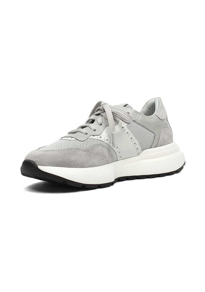 Kadın Gri Bağcıklı Kalın Tabanlı Süet Deri Sneaker