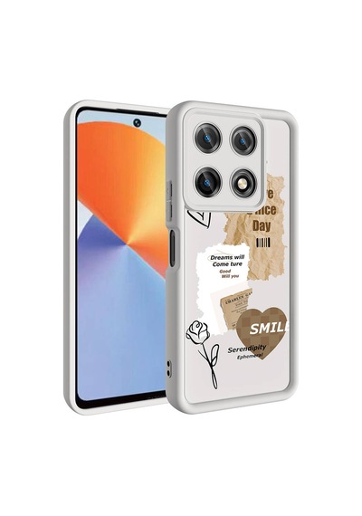 İnfinix Note 30 Pro Kılıf Kamera Korumalı Baskılı Arka Yüzey Zore Klas Kapak Açık Kahve